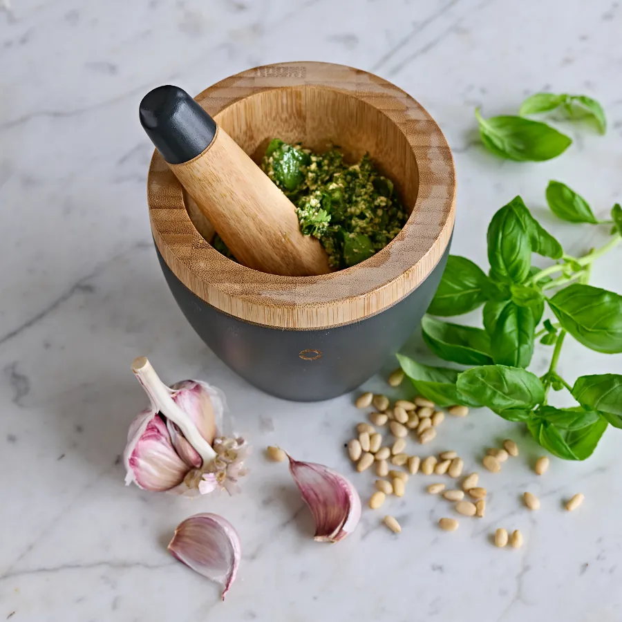 thumbnail image 2 of Bamboo Wood Mortar And Pestle Set - 3.5" X 4.5" X 5.5", Natural Woodland Pattern 2 of 13