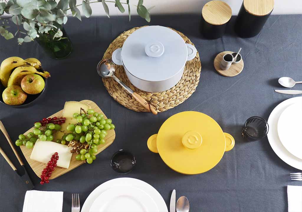 ceramic utensils on table